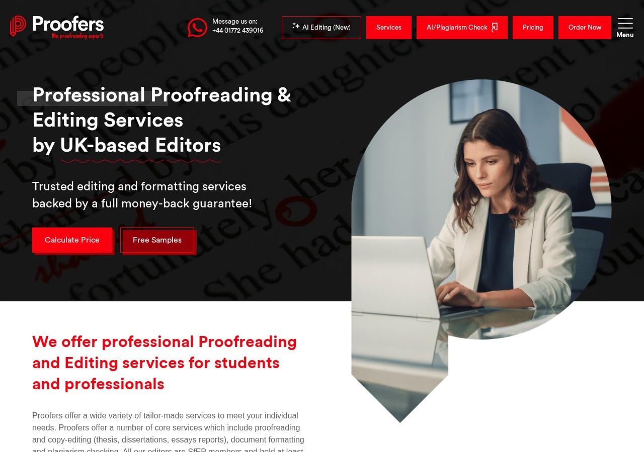 Proofers website homepage